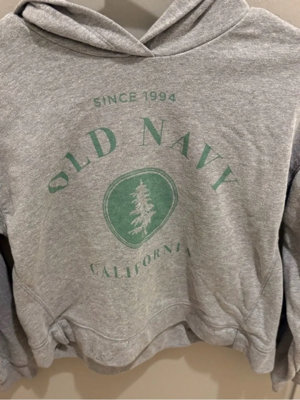 Old Navy Gray Hoodie with Green Logo